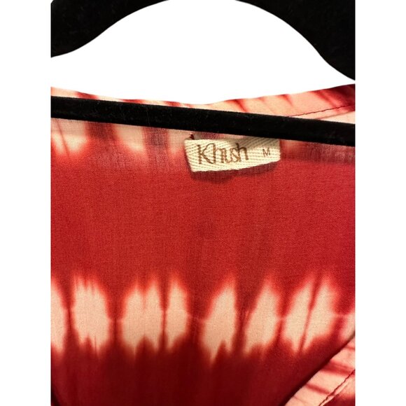 Maroon, Ivory Long Flowing Dress with Plunging Neckline, Tie Front and Belt - Picture 5 of 9